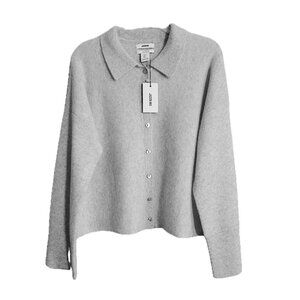 NEW Jason Wu Cashmere Collared Cardigan Sweater Gray Women's Size S